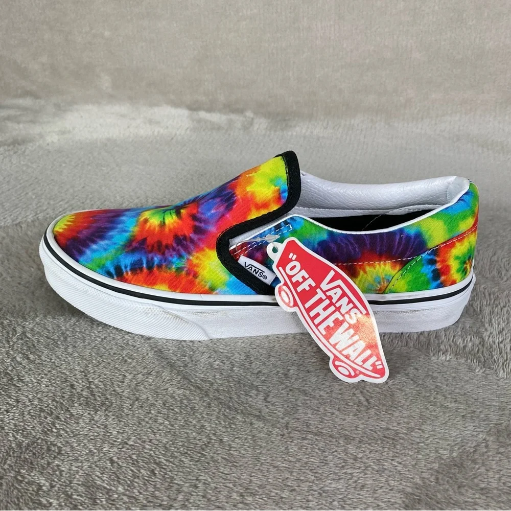 Vans Spiral Tie Dye Slip On Shoes Sneakers Men 6 Women 7.5 Canvas Multi‎ NEW